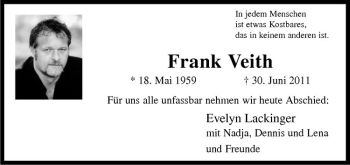Anzeige von Frank Veith von Westfälische Nachrichten
