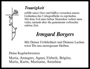 Anzeige von Irmgard Borges von Westfälische Nachrichten