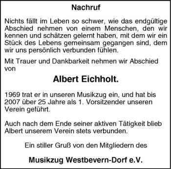 Anzeige von Albert Eichholt von Westfälische Nachrichten
