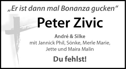  Traueranzeige für Peter Zivic vom 21.09.2011 aus Westfälische Nachrichten