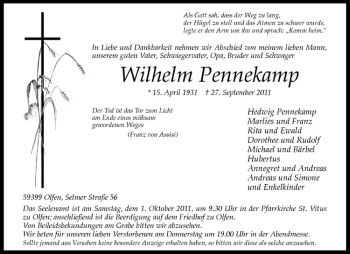 Anzeige von Wilhelm Pennekamp von Westfälische Nachrichten