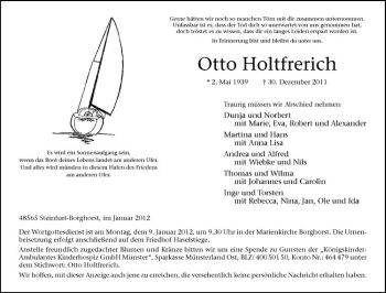 Anzeige von Otto Holtfrerich von Westfälische Nachrichten