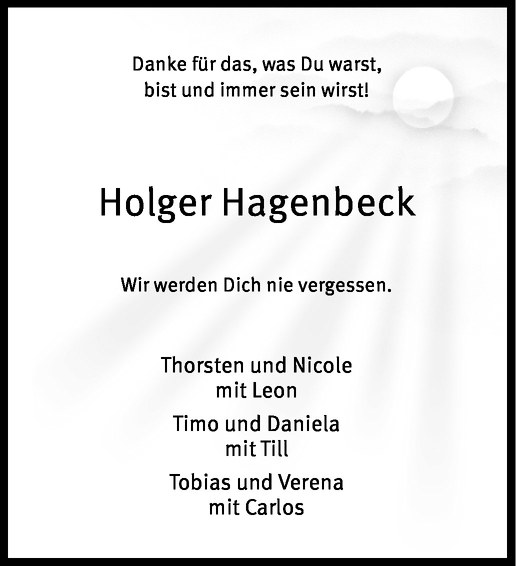  Traueranzeige für Holger Hagenbeck vom 18.01.2012 aus Westfälische Nachrichten