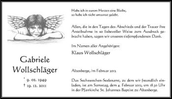 Anzeige von Gabriele Wollschläger von Westfälische Nachrichten