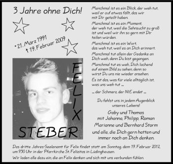 Anzeige von Felix Steber von Westfälische Nachrichten