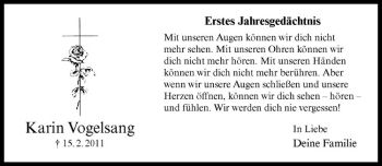 Anzeige von Karin Vogelsang von Westfälische Nachrichten