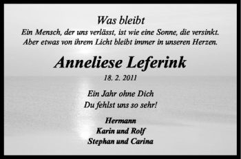 Anzeige von Anneliese Leferink von Westfälische Nachrichten