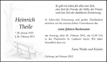 Anzeige von Heinrich Theile von Westfälische Nachrichten