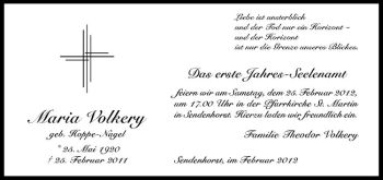 Anzeige von Maria Volkery von Westfälische Nachrichten