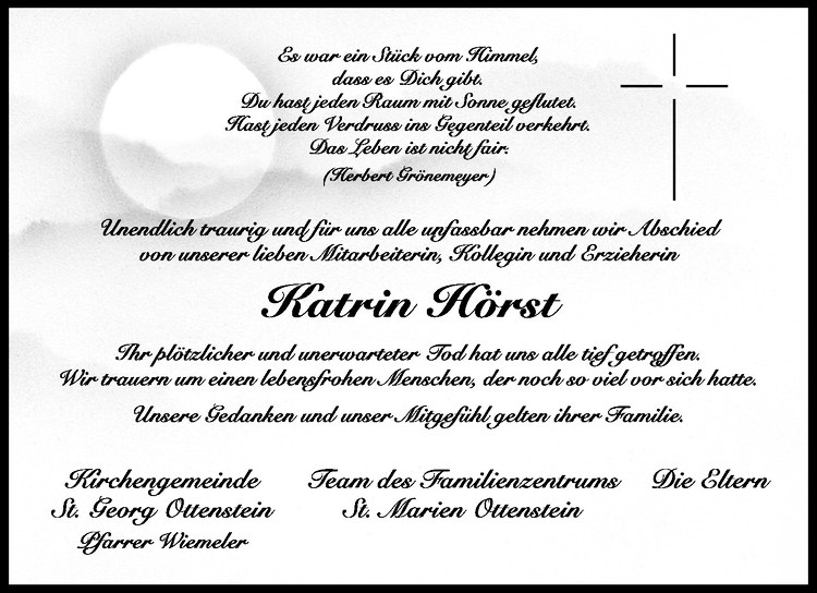  Traueranzeige für Katrin Hörst vom 20.02.2012 aus Westfälische Nachrichten