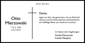 Anzeige von Otto Mierzowski von Westfälische Nachrichten