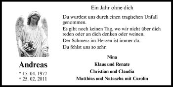 Anzeige von Andreas Hesse von Westfälische Nachrichten