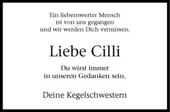 Anzeige von Cäcilia Woltering von Westfälische Nachrichten
