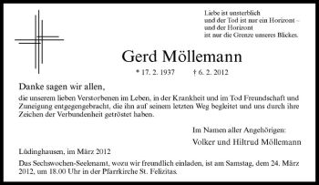 Anzeige von Gerd Möllemann von Westfälische Nachrichten