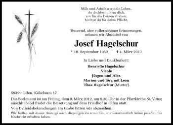 Anzeige von Josef Hagelschur von Westfälische Nachrichten