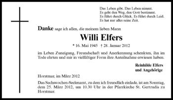 Anzeige von Willi Elfers von Westfälische Nachrichten