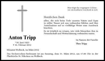 Anzeige von Anton Tripp von Westfälische Nachrichten