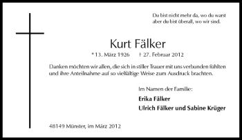 Anzeige von Kurt Fälker von Westfälische Nachrichten
