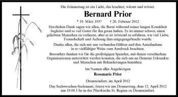 Anzeige von Bernard Prior von Westfälische Nachrichten