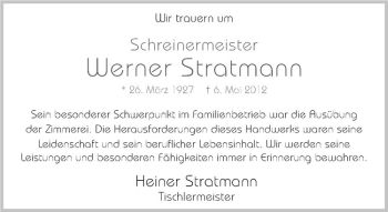 Anzeige von Werner Stratmann von Westfälische Nachrichten