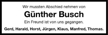 Anzeige von Günther Busch von Westfälische Nachrichten