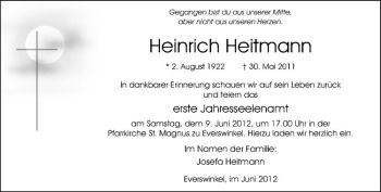 Anzeige von Heinrich Heitmann von Westfälische Nachrichten
