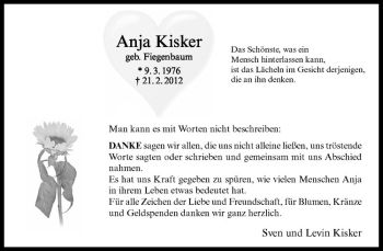 Anzeige von Anja Kisker von Westfälische Nachrichten