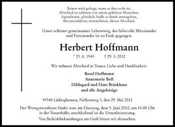 Anzeige von Herbert Hoffmann von Westfälische Nachrichten
