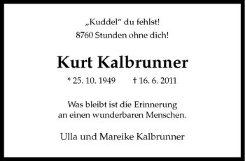 Anzeige von Kurt Kalbrunner von Westfälische Nachrichten
