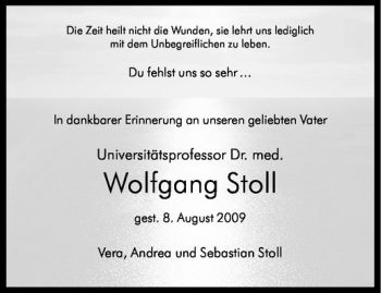Anzeige von Wolfgang Stoll von Westfälische Nachrichten