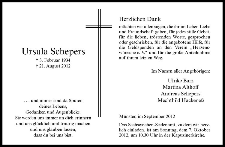  Traueranzeige für Günther Schepers vom 29.09.2012 aus Westfälische Nachrichten