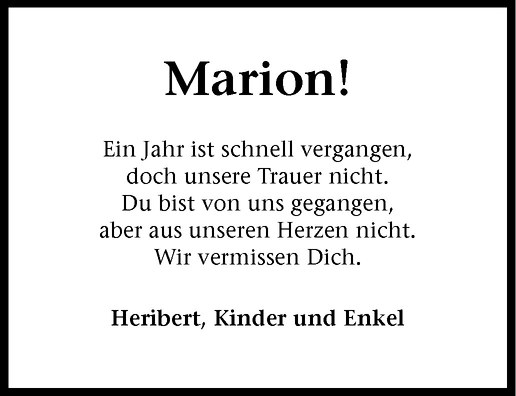  Traueranzeige für Marion Gerdellebracht vom 16.10.2012 aus Westfälische Nachrichten