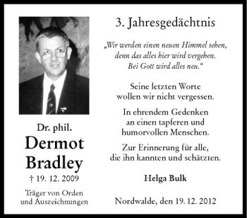 Anzeige von Dermot Bradley von Westfälische Nachrichten