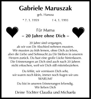 Anzeige von Gabriele Maruszak von Westfälische Nachrichten