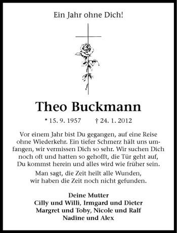 Anzeige von Theo Buckmann von Westfälische Nachrichten