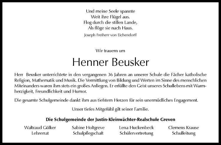  Traueranzeige für Henner Beusker vom 02.02.2013 aus Westfälische Nachrichten