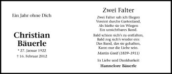 Anzeige von Christian Bäuerle von Westfälische Nachrichten