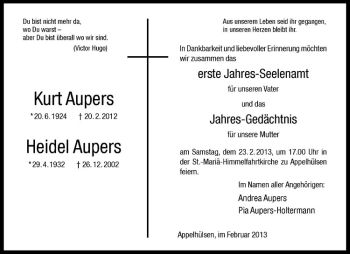 Anzeige von Kurt Aupers von Westfälische Nachrichten