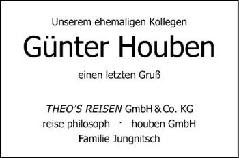 Anzeige von Günter Houben von Westfälische Nachrichten