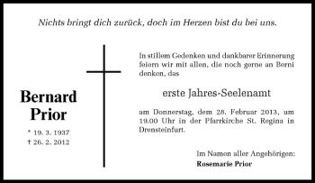 Anzeige von Bernard Prior von Westfälische Nachrichten
