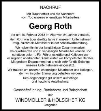 Anzeige von Georg Roth von Westfälische Nachrichten