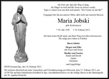 Anzeige von Maria Jobski von Westfälische Nachrichten