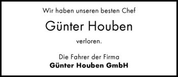 Anzeige von Günter Houben von Westfälische Nachrichten