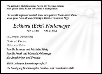 Anzeige von Eckhard Noltemeyer von Westfälische Nachrichten