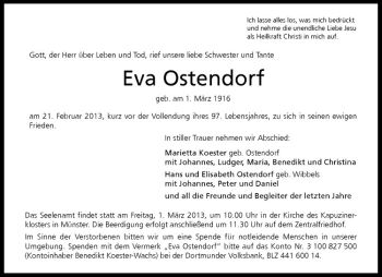 Anzeige von Eva Ostendorf von Westfälische Nachrichten