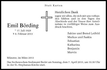 Anzeige von Emil Börding von Westfälische Nachrichten