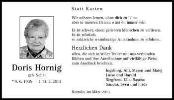Anzeige von Doris Hornig von Westfälische Nachrichten