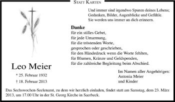 Anzeige von Leo Meier von Westfälische Nachrichten