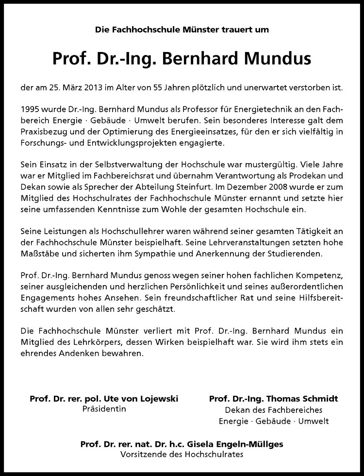  Traueranzeige für Bernhard Mundus vom 28.03.2013 aus Westfälische Nachrichten