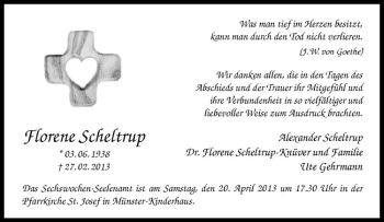 Anzeige von Florene Scheltrup von Westfälische Nachrichten